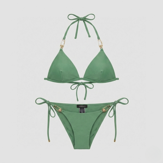 Triangel-Bikini mit Safety-Pin Grün