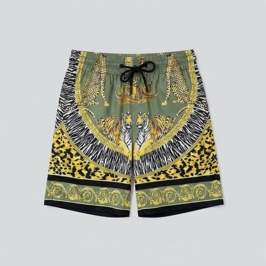Animal Print Swim Trunks Green