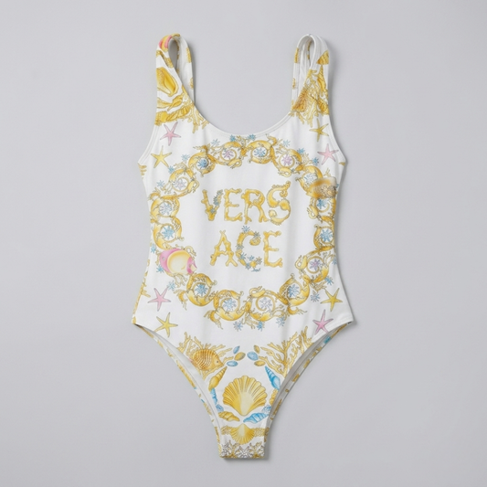 Swimsuit with Ocean Print White