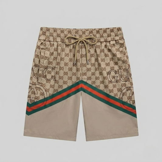 Swim Trunks in Monogram Print Beige