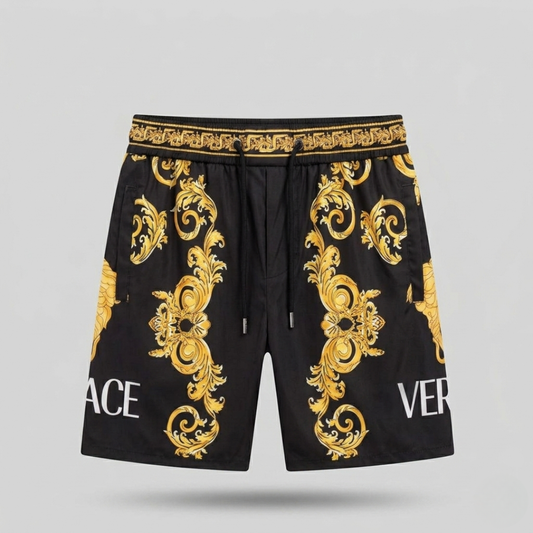 Swim Trunks with Barocco Signature Detail Black