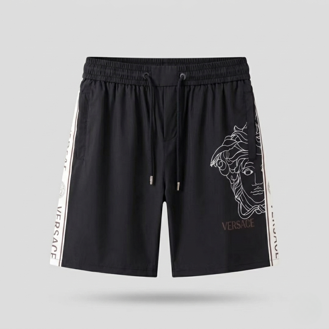 Badehose mit seitlichem Medusa-Streifen Schwarz