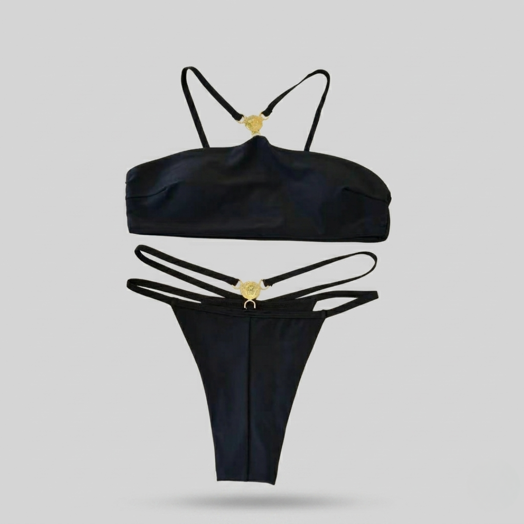 Bikini mit Medusa-Detail Schwarz