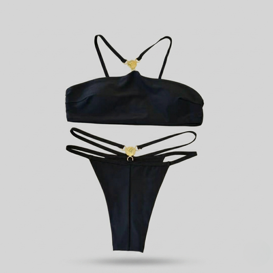 Bikini with Medusa Detail Black