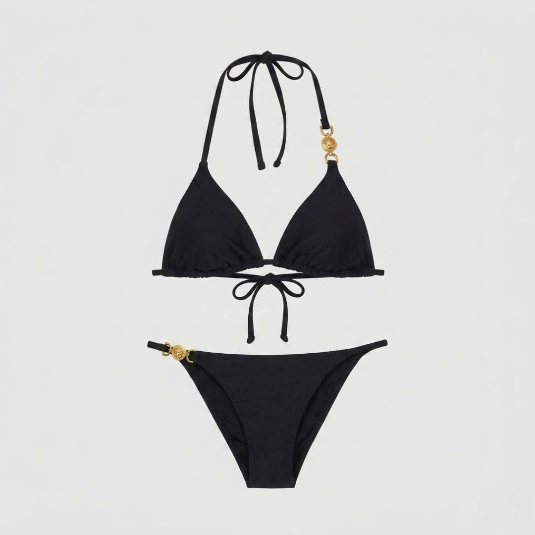 Triangel-Bikini mit Medusa-Hardware Schwarz