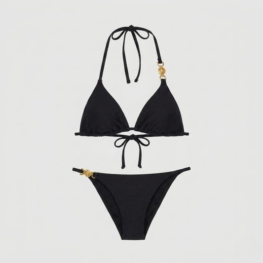 Triangel-Bikini mit Medusa-Hardware Schwarz