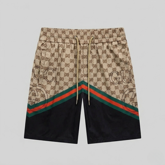 Monogram Print Swim Trunks Beige/Black