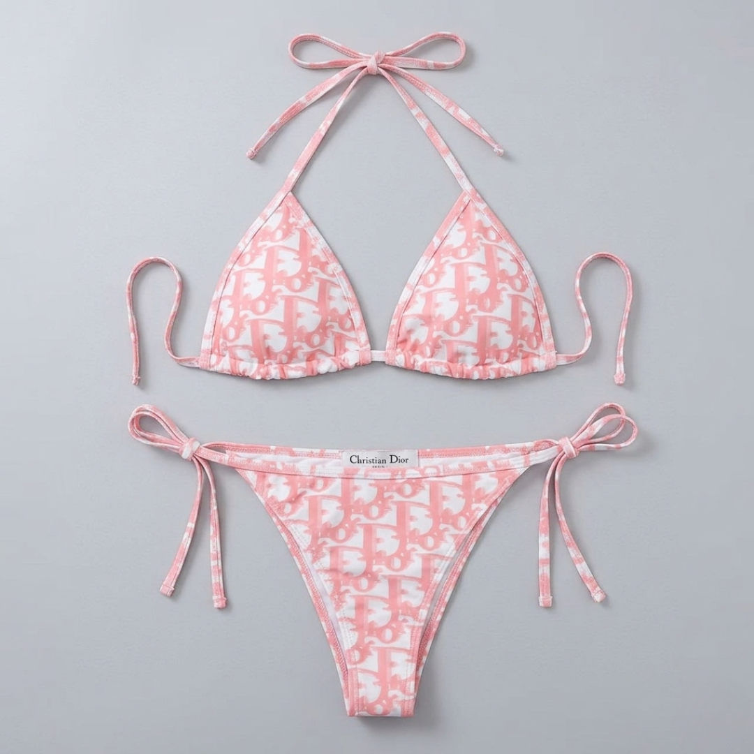 Bikini mit Oblique-Muster Rosa