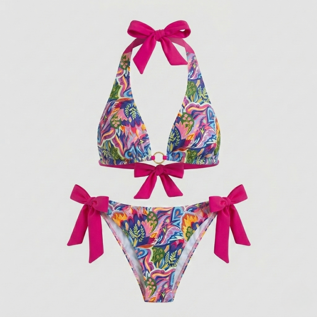 Bikini mit floralem Grafik-Print Mehrfarbig