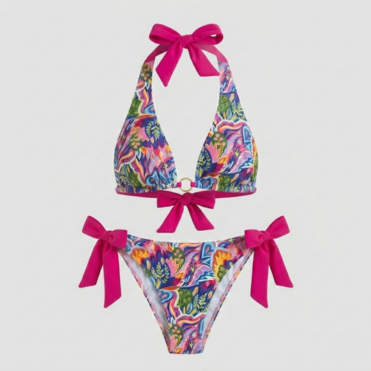 Floral graphic print bikini Multicoloured