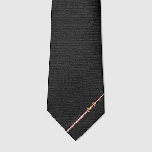 Krawatte aus Jacquardseide mit diagonalem Morsetto Schwarz