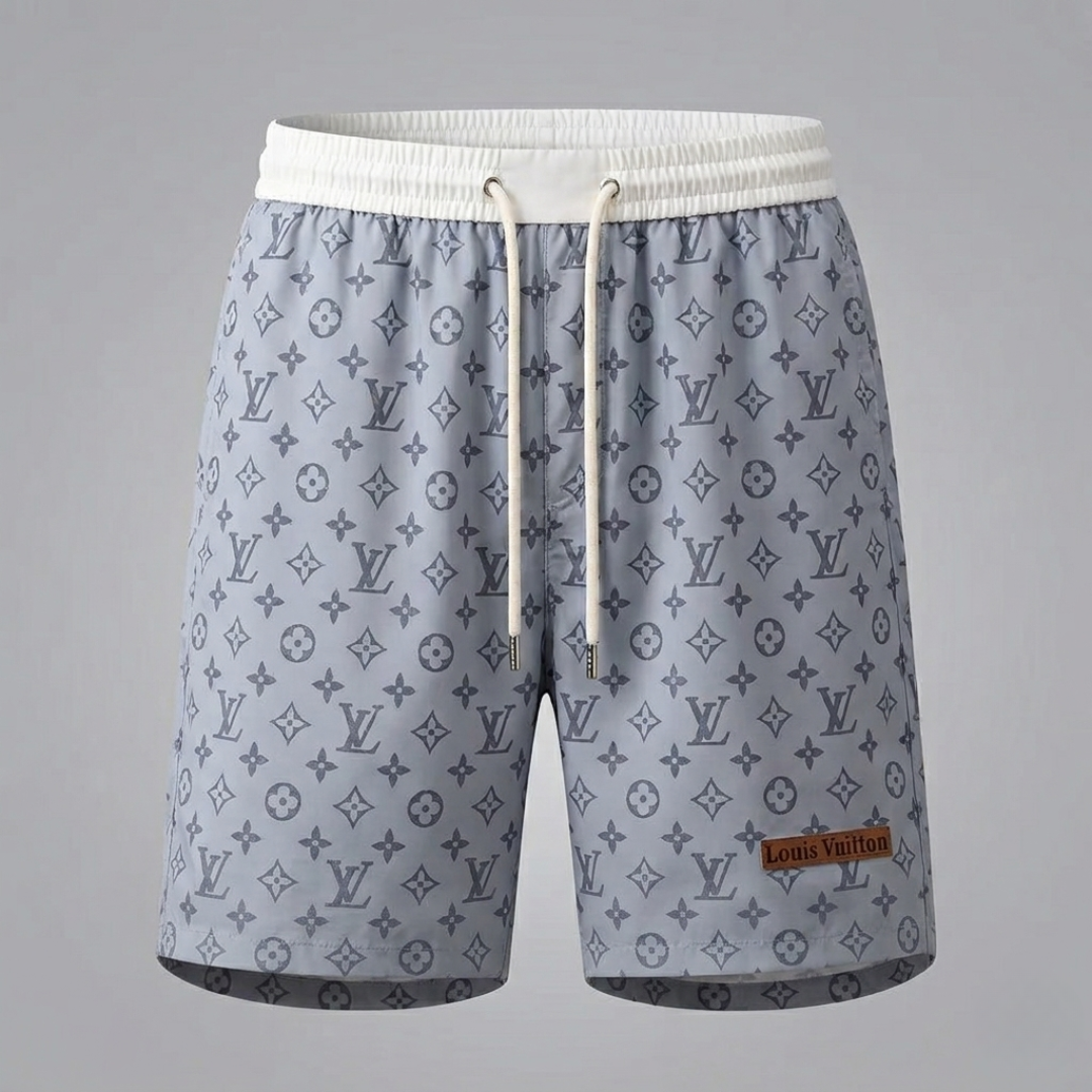 Badehose Monogram All-Over mit Patch Grau