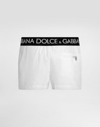 Badehose mit Logostreifen Weiß