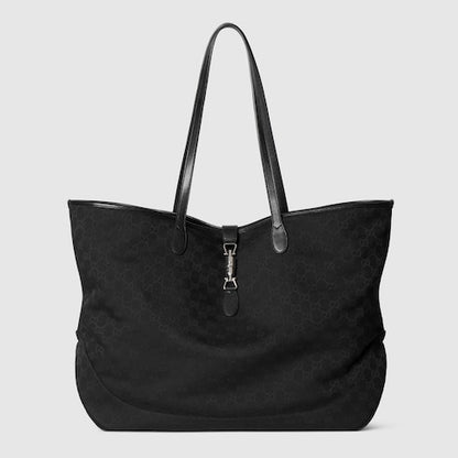 Large GG Jackie Shopping Bag in black canvas