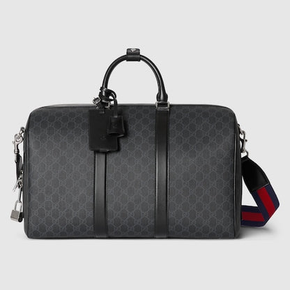 GG Black Medium Travel Bag in GG Supreme Fabric Black