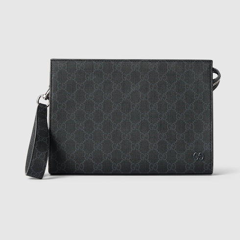 Zweiteilige Pouch Klein aus schwarzem GG-Supreme-Gewebe
