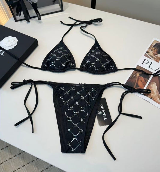 Bikini-Set mit Kristallen Schwarz