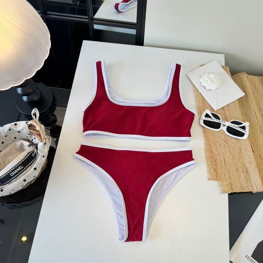 Bikini-Set mit GG-Monogramm im Sport-Stil Rot