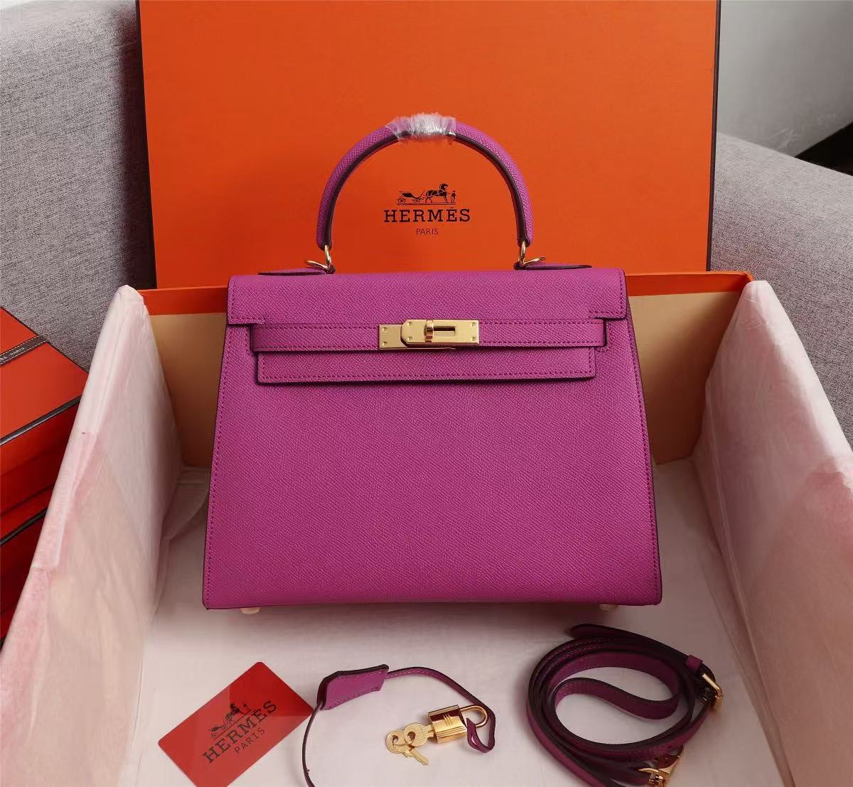 Kelly 25 Sellier Magnolia Epsom