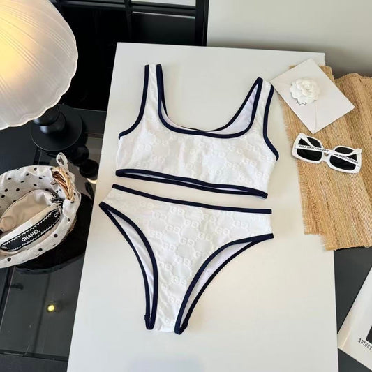 Bikini-Set mit GG-Monogramm im Sport-Stil Weiß