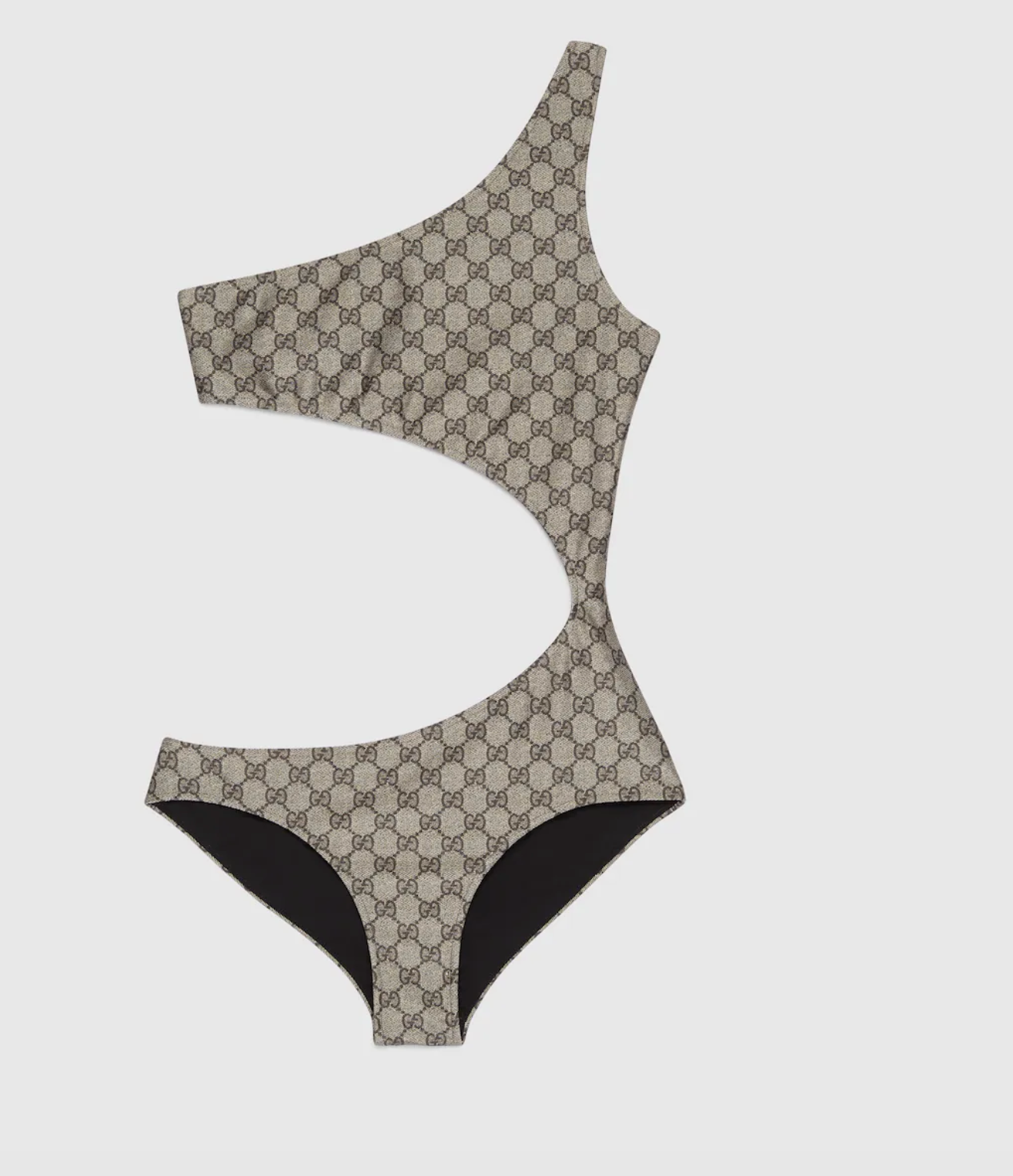 Asymmetrischer Badeanzug mit Cutout und GG-Monogramm Beige