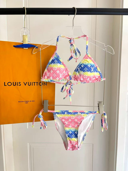 Tie Dye Monogram Stripe Bikini Mehrfarbig