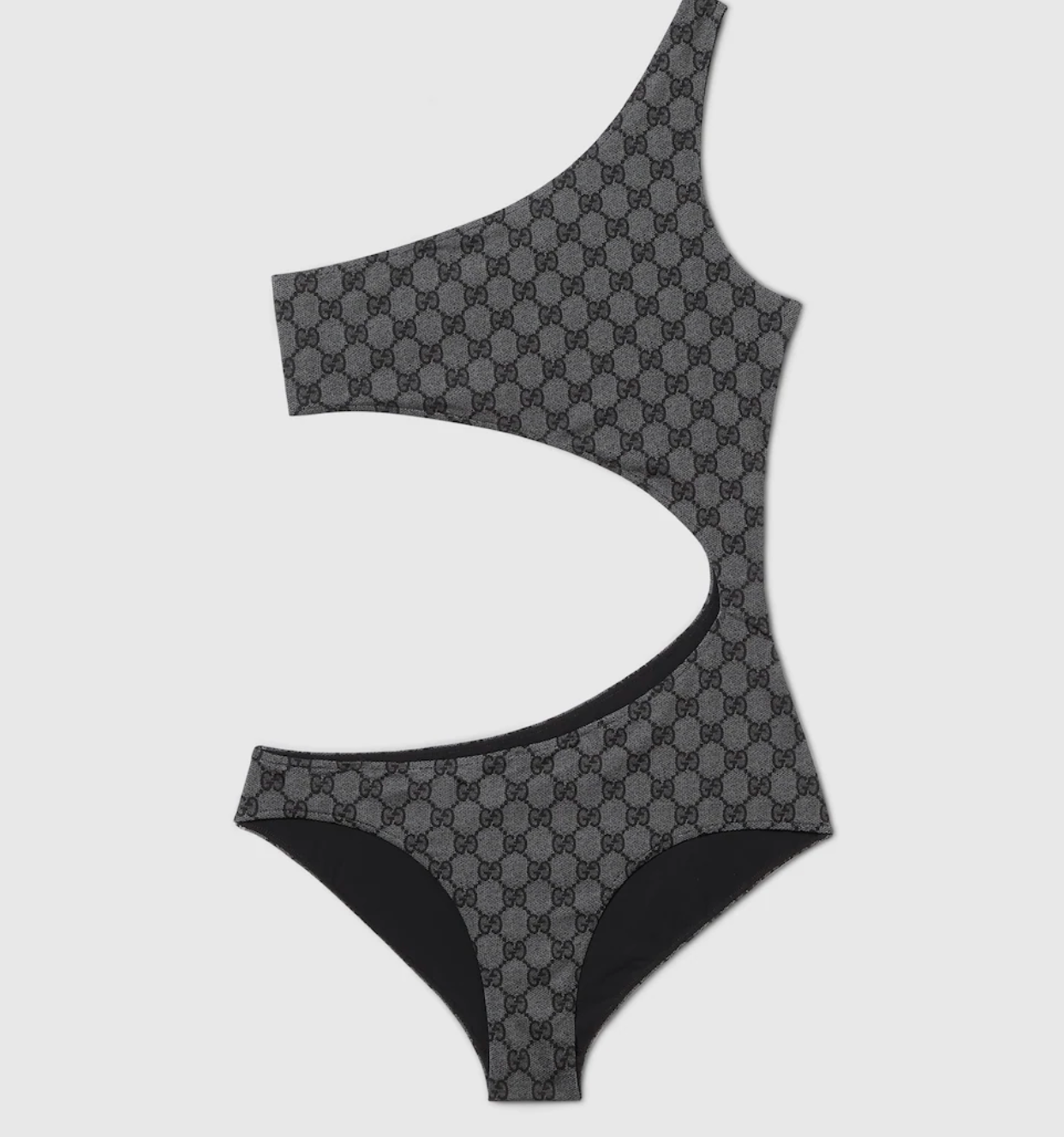 Asymmetrischer Badeanzug mit Cutout und GG-Monogramm Grau