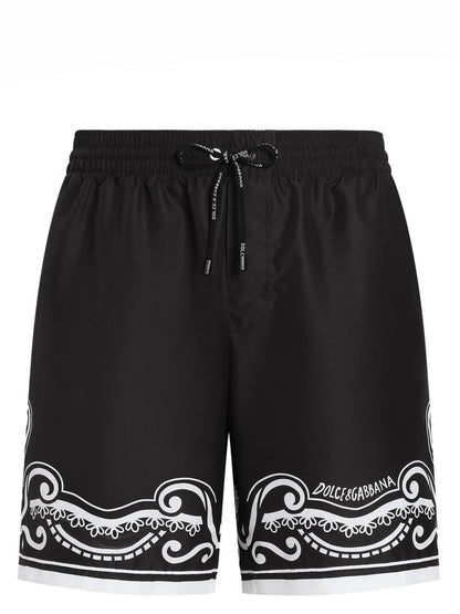 Badehose bis zur Mitte des Oberschenkels mit Bandana-Print