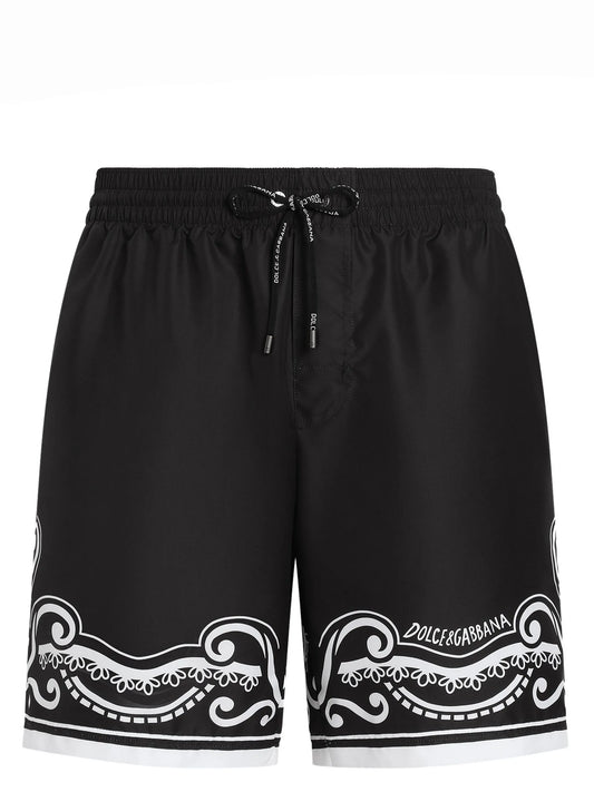Badehose bis zur Mitte des Oberschenkels mit Bandana-Print