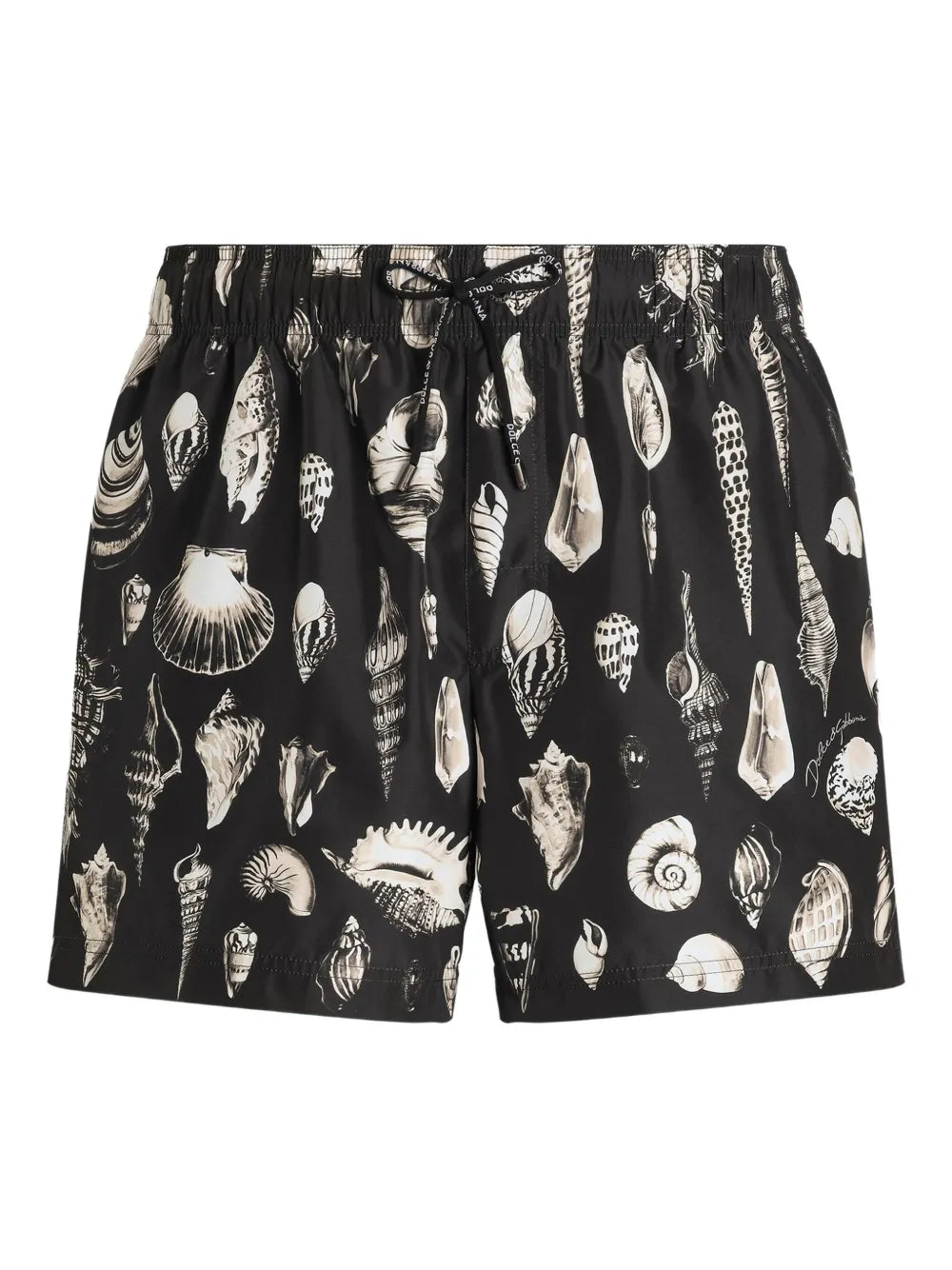 Schwarze Badehose mit Muschel-Print