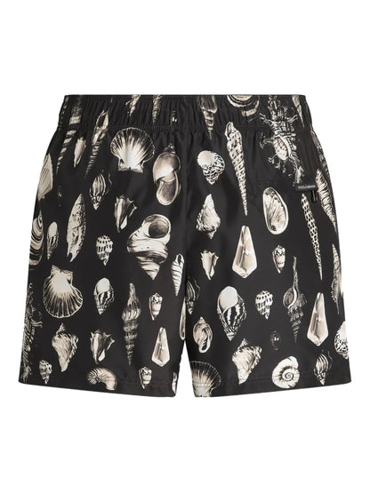 Schwarze Badehose mit Muschel-Print