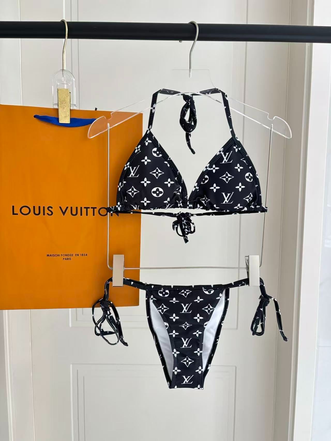 Monogram Bikini Schwarz/Weiß