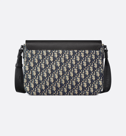 Saddle shoulder bag with flap Oblique beige and black
