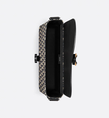 Saddle shoulder bag with flap Oblique beige and black