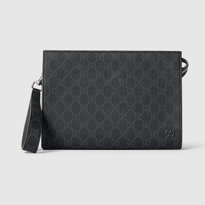 Kleine zweifarbige Pouch aus schwarzem GG Supreme-Gewebe