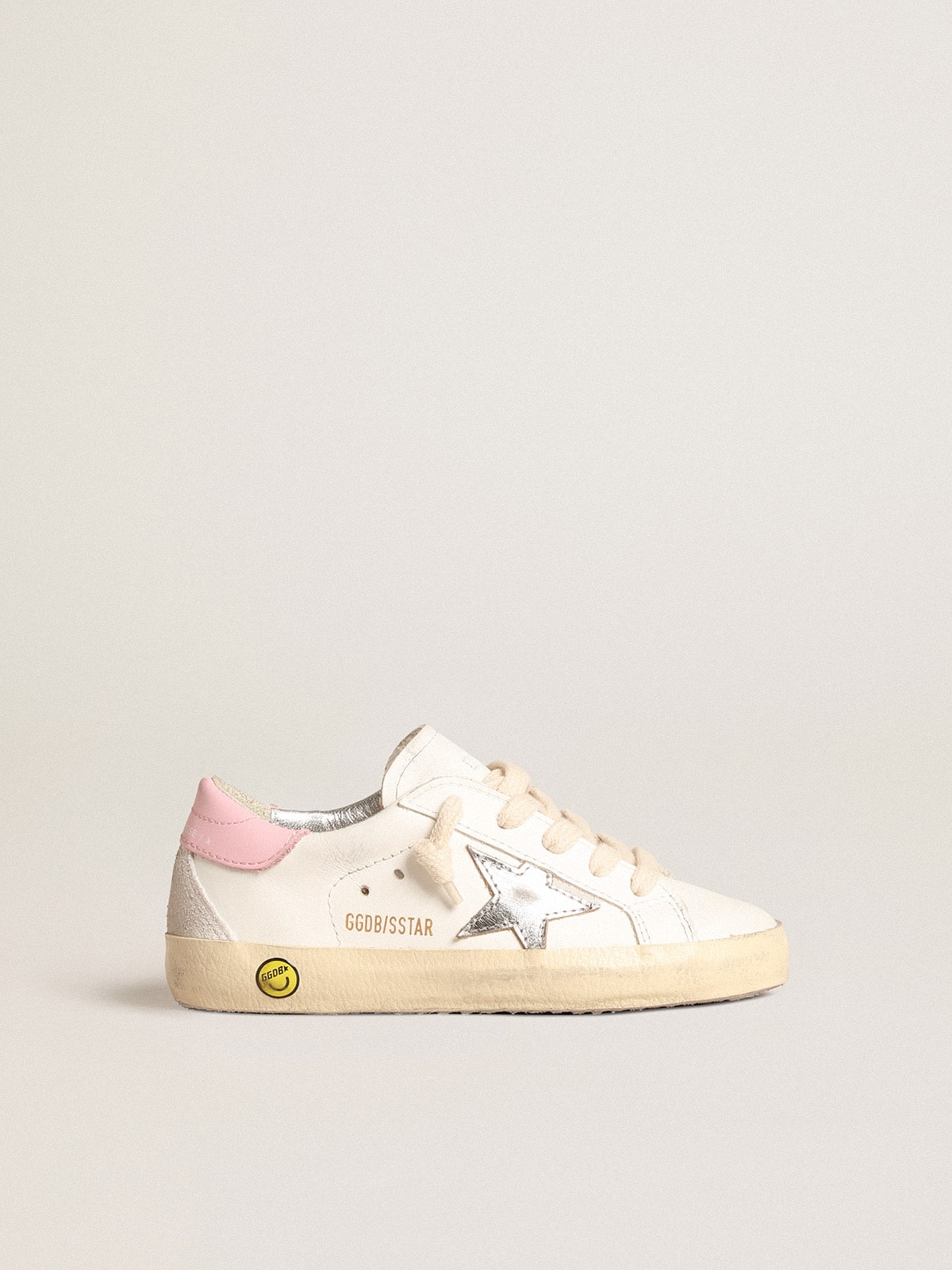 Super-Star Young with silver leather star and pink heel