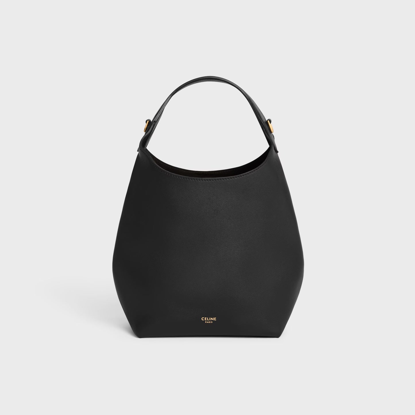 Kleine Hobo-Tasche aus weichem glattem Kalbsleder in Schwarz