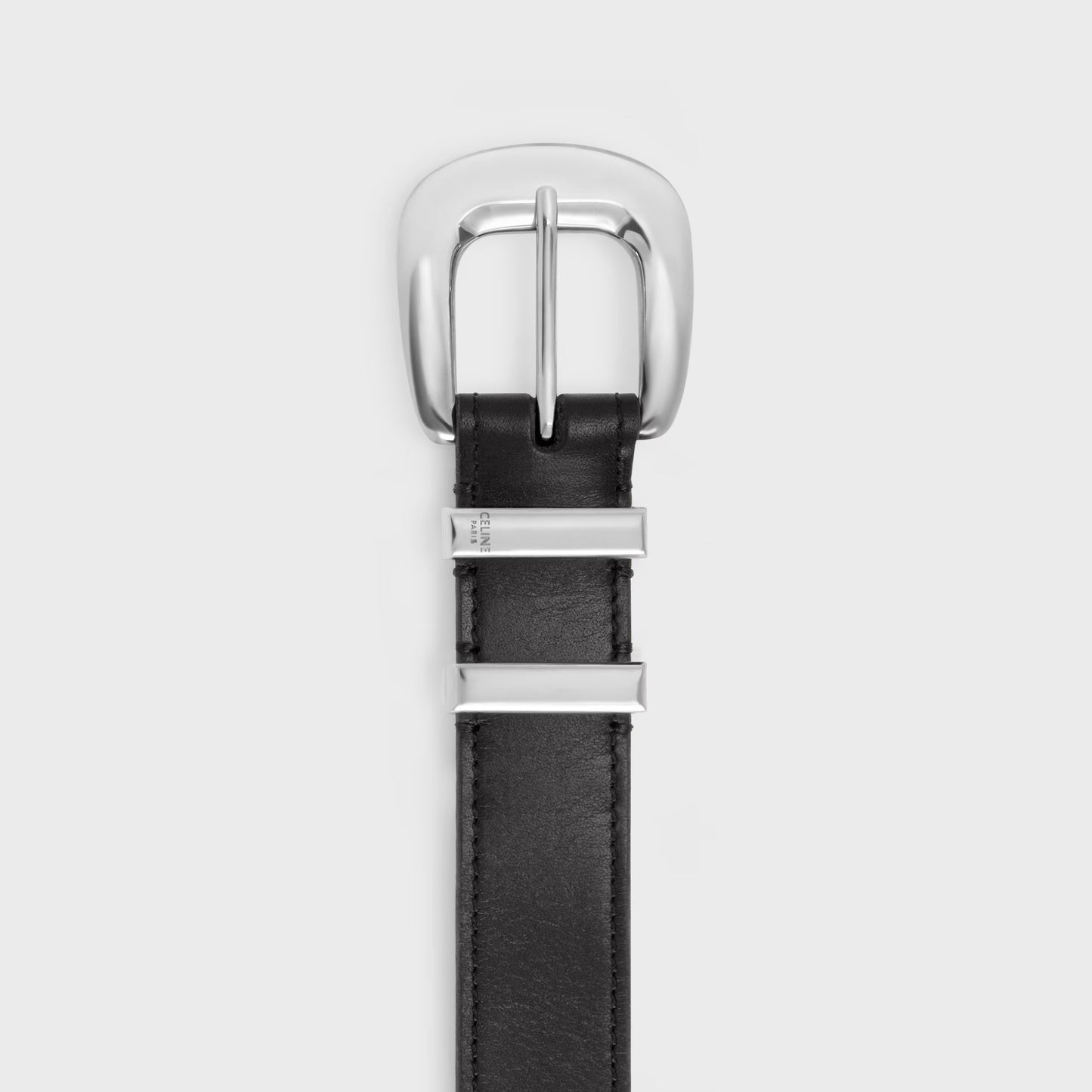 Western Gürtel 25 mm aus Vintage-Kalbsleder in Schwarz mit silberner Schnalle für Herren