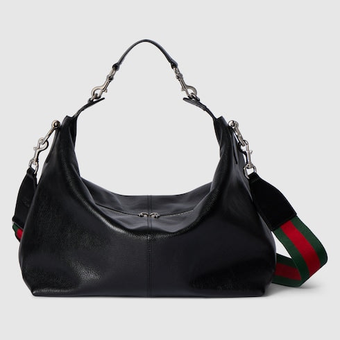 Brera Medium Shoulder Bag in Black Leather