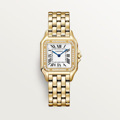Panther watch with yellow gold case and diamonds