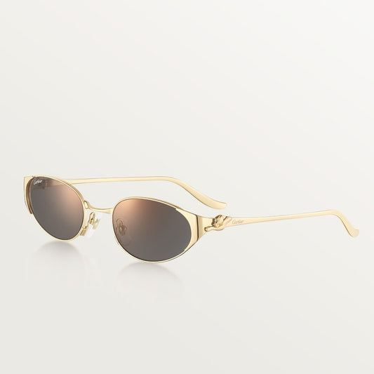 Oval women's Panthère de CT sunglasses with grey lenses and gold-tone details