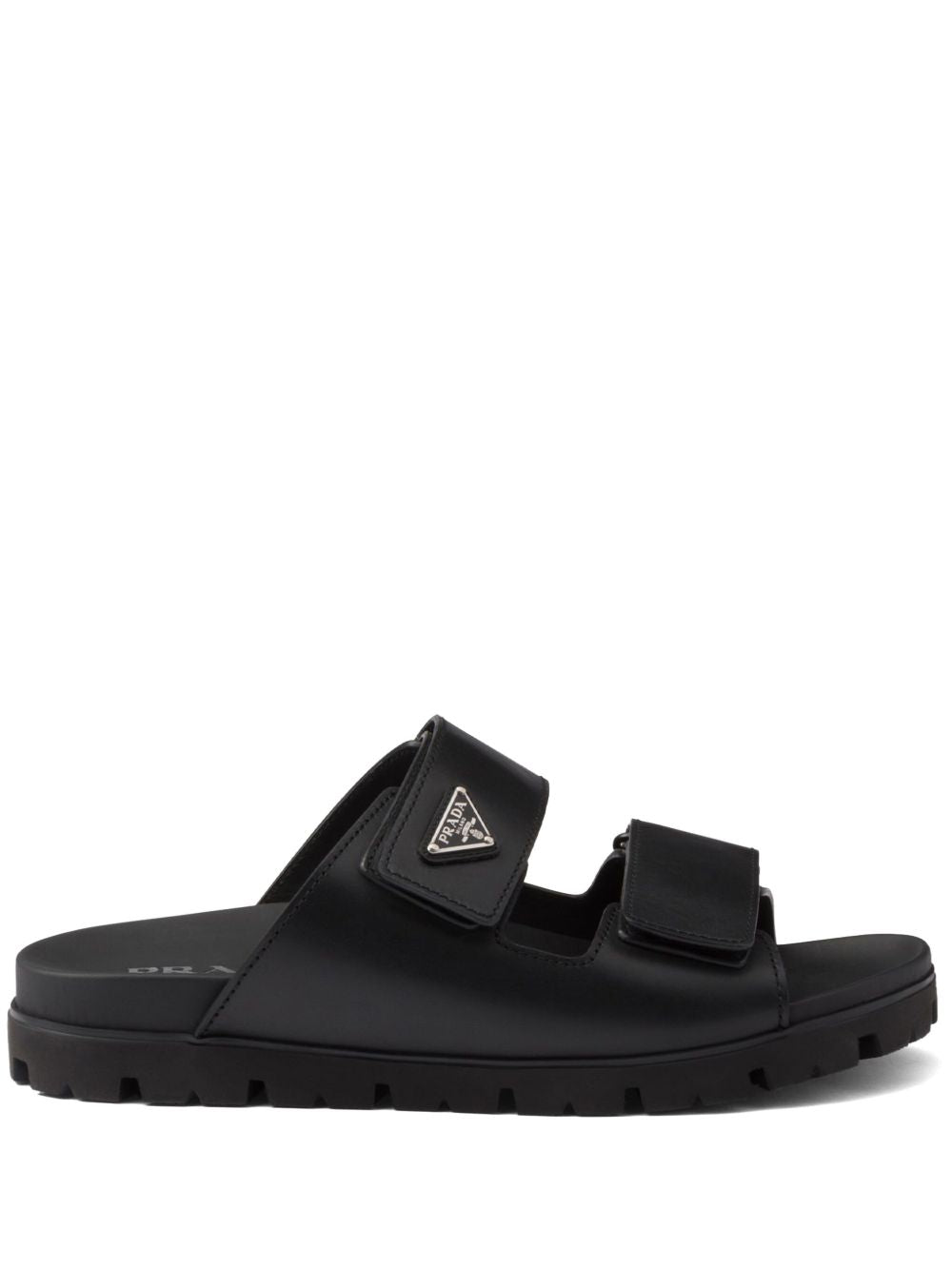 Sandals with leather straps in black