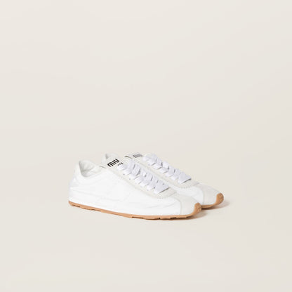 Plume sneakers in white, made from technical fabric and suede