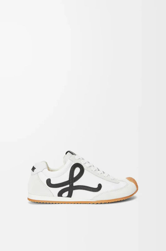 Ballet Runner 2.0 sneakers in nylon and leather, white/black