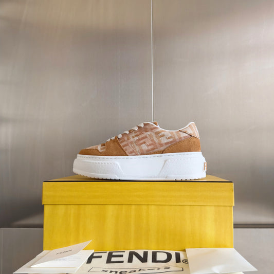 Match platform sneakers in FF Fabric Canvas Brown Tobacco