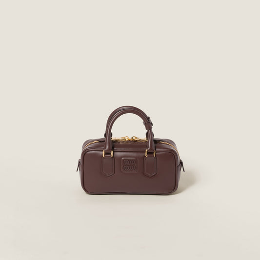 Arcadie regular leather bag in dark brown