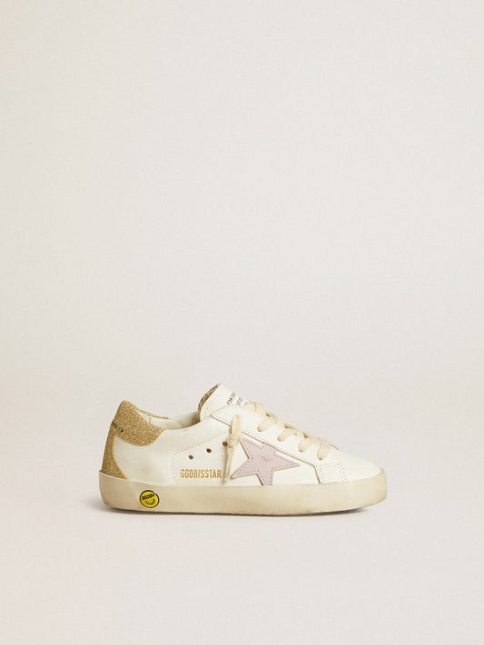 Super-Star Young with purple leather star and glitter on the heel