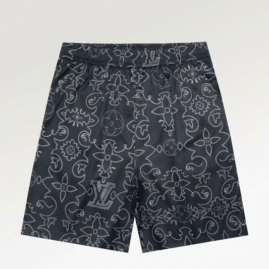 Badehose Topstitch Tapestry Schwarz/Weiß