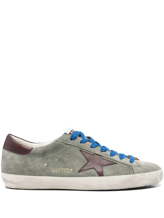Super Star in green suede with star and burgundy heel