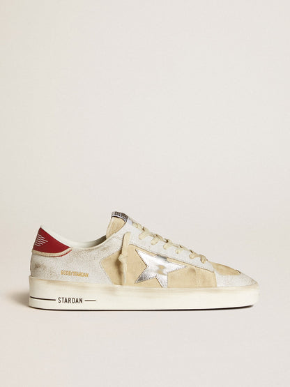 Stardan in nubuck and crackled leather with silver metallic leather star